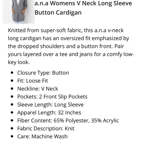 A.n.a. V-Neck Button Down Cardigan - Picture 3 of 3